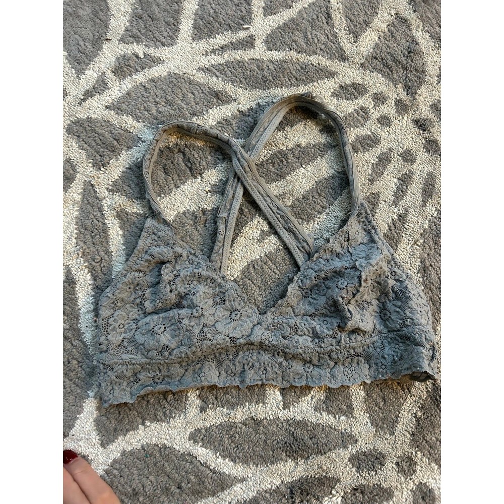 Gray Lace Strappy Criss Cross Aerie Bralette